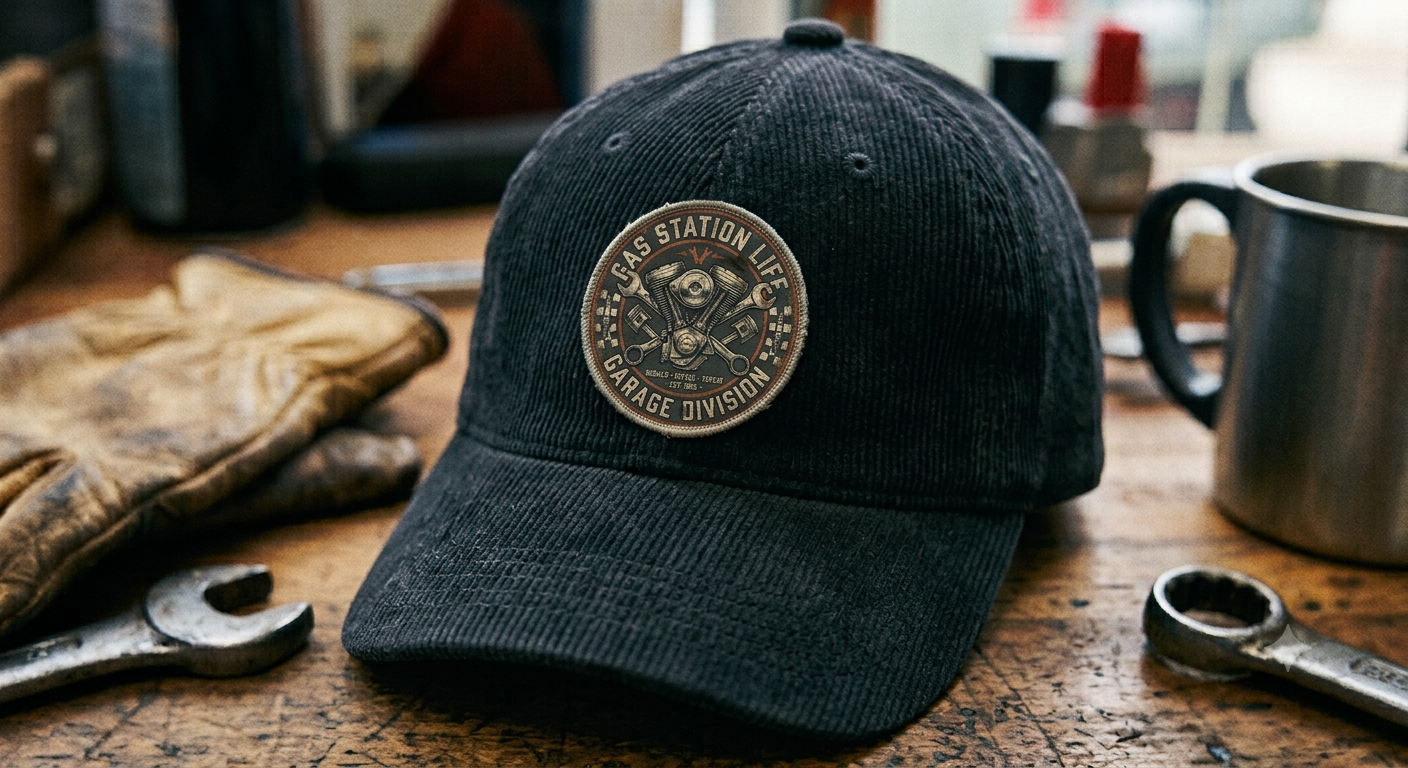 Garage Division black corduroy cap