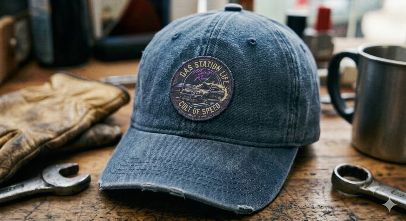 Vintage emblem denim cap