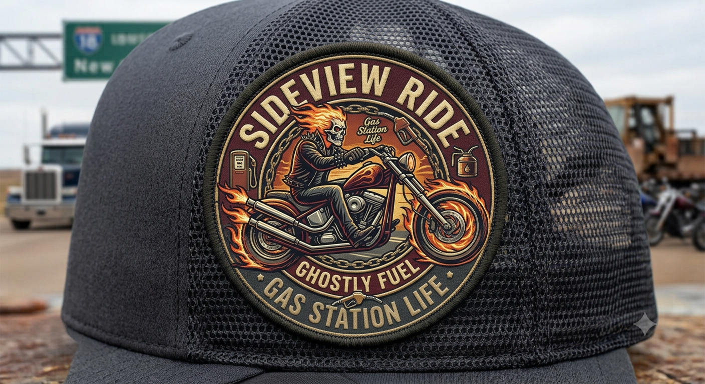 Motorcycle trucker hat